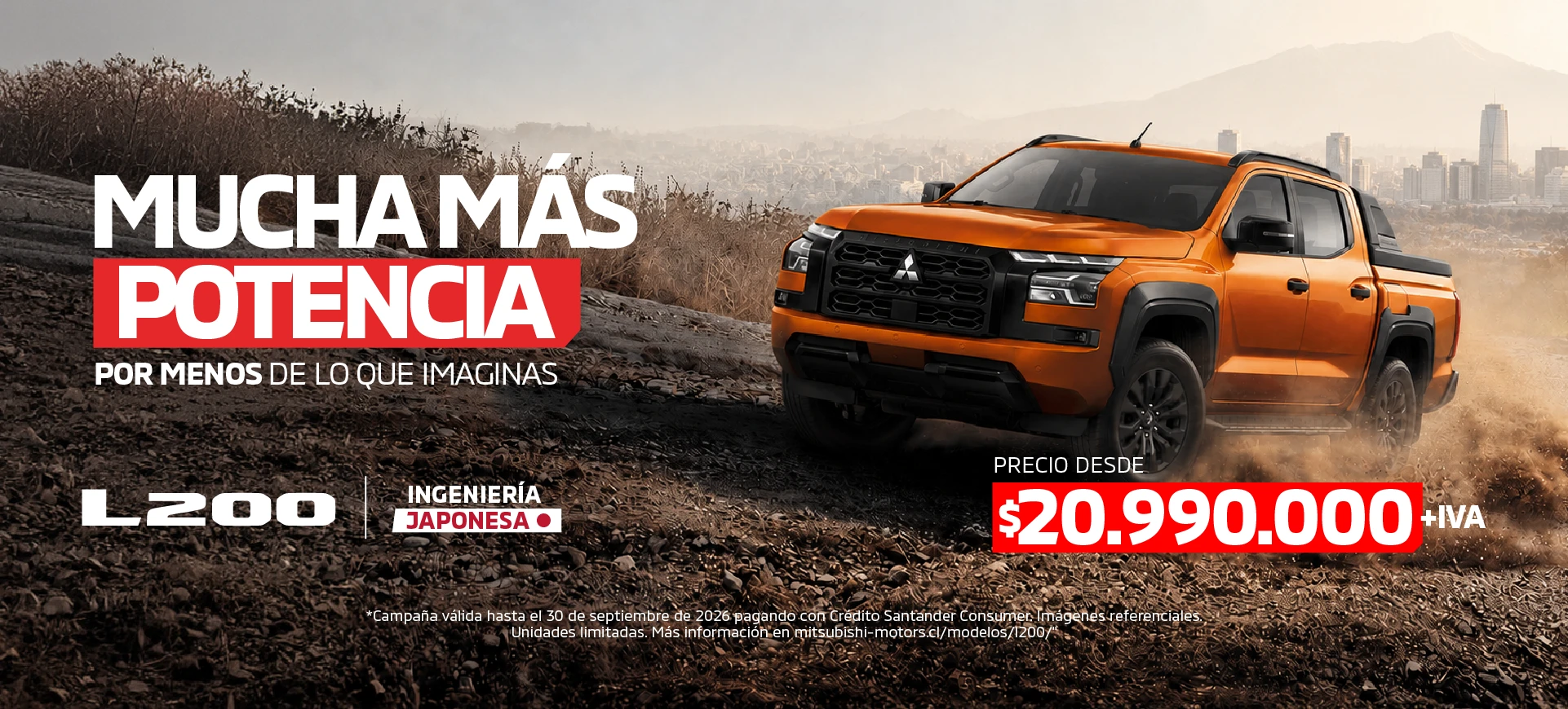 Camioneta naranja levantando polvo